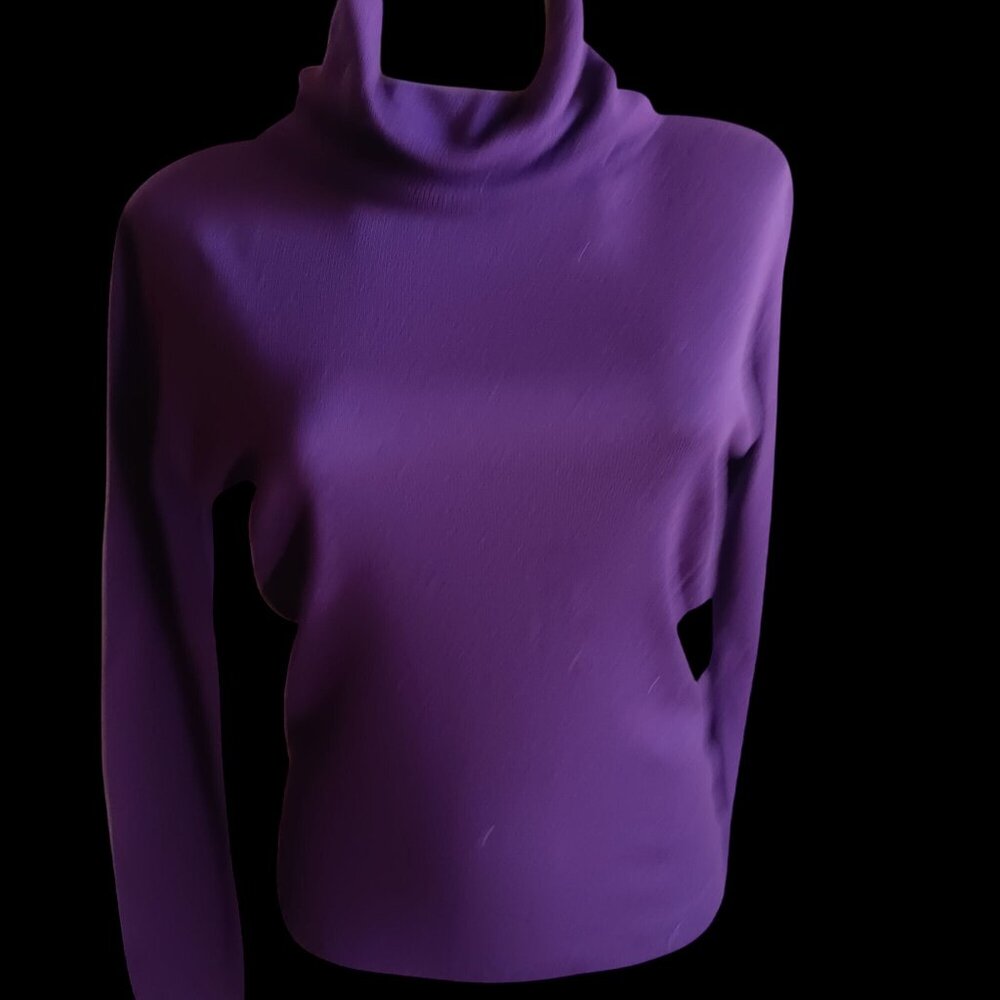 Women's Medium Vintage Turtleneck Sweater Purple Sheridan Creations Wool Blend